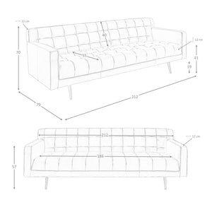 Chester 3-seater sofa in dark brown leather