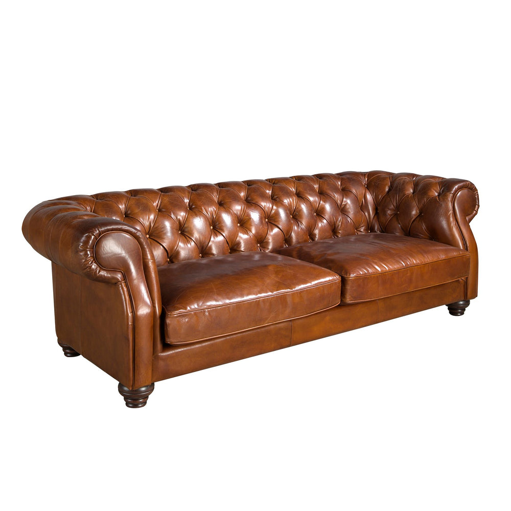 Chester 3-seater sofa in cognac brown leather