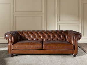 Chester 3-seater sofa in cognac brown leather
