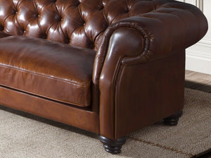 Chester 3-seater sofa in cognac brown leather