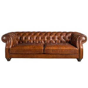 Chester 3-seater sofa in cognac brown leather