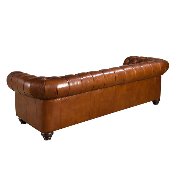 Chester 3-seater sofa in cognac brown leather