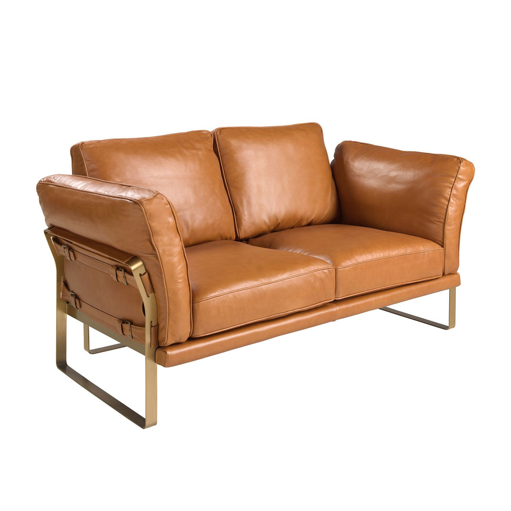 2-seater sofa in camel leather