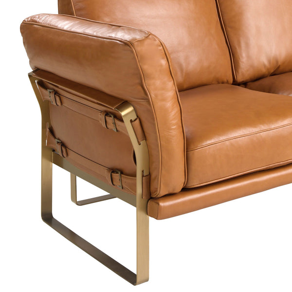 2-seater sofa in camel leather