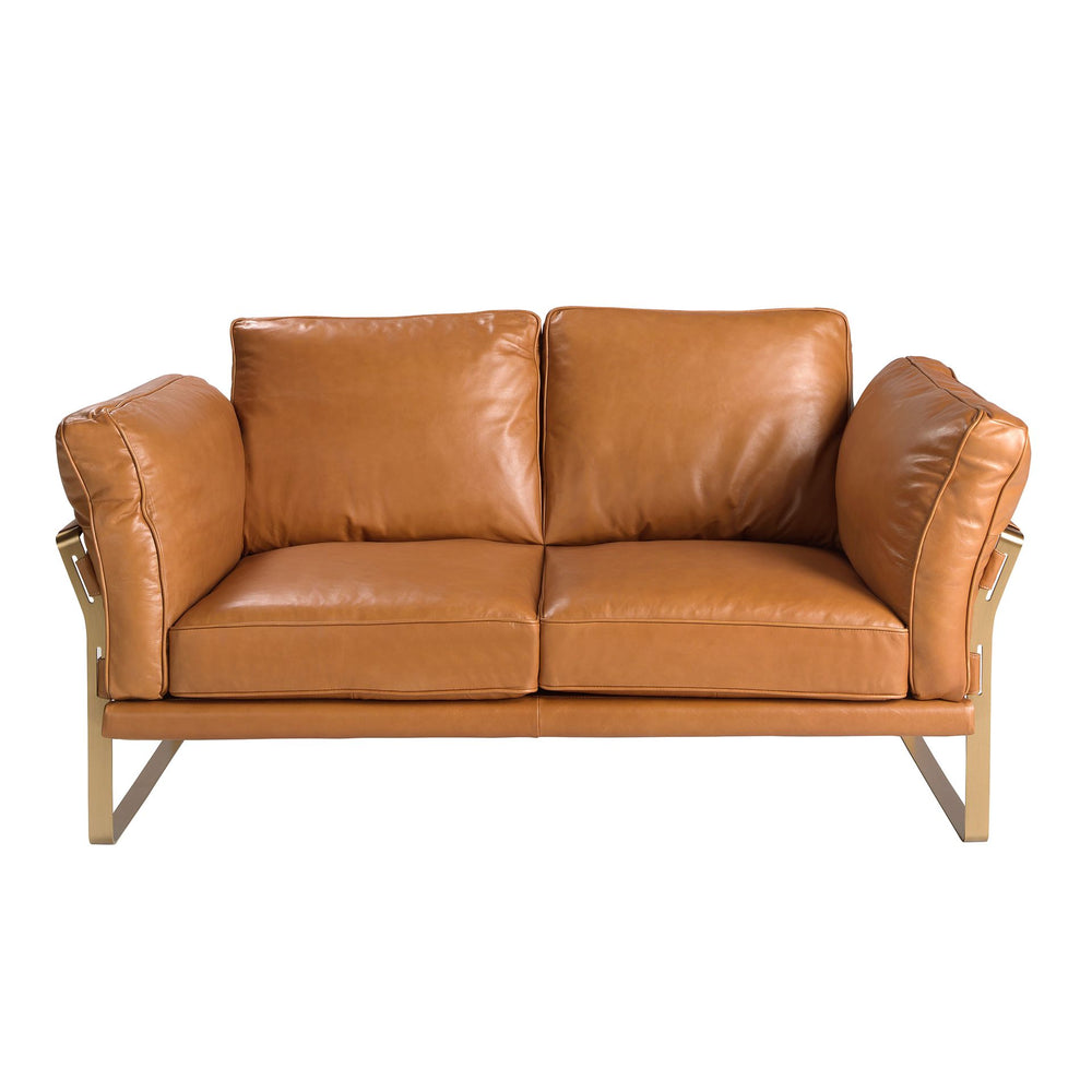 2-seater sofa in camel leather