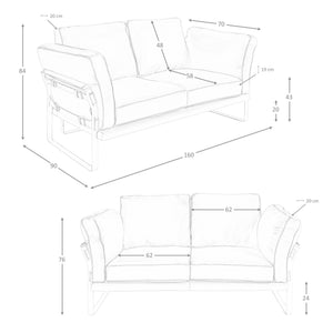 2-seater sofa in camel leather
