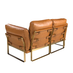 2-seater sofa in camel leather