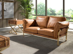 2-seater sofa in camel leather