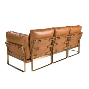 3-seater sofa in camel leather