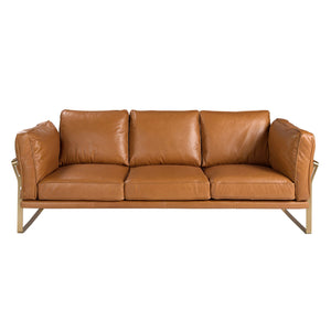 3-seater sofa in camel leather