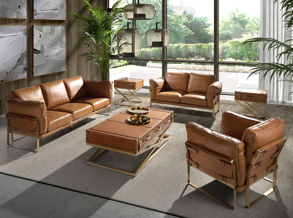 3-seater sofa in camel leather