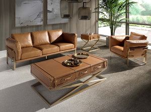 3-seater sofa in camel leather