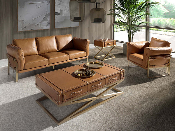 3-seater sofa in camel leather
