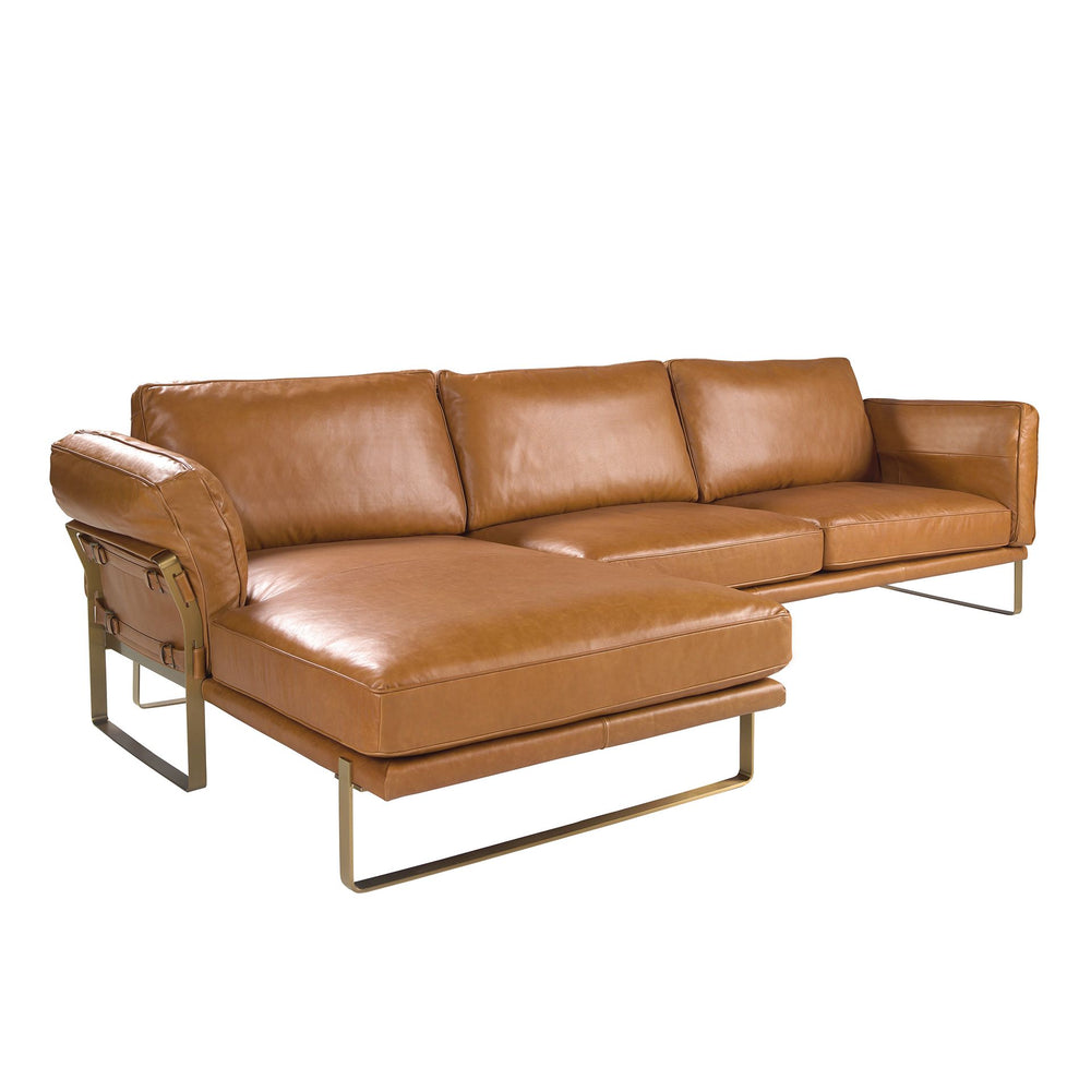 Left chaise longue sofa in camel leather