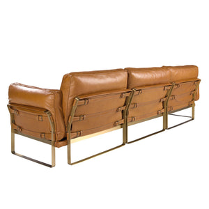 Left chaise longue sofa in camel leather