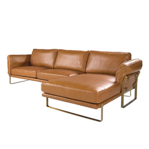 Right-hand chaise longue sofa in camel leather
