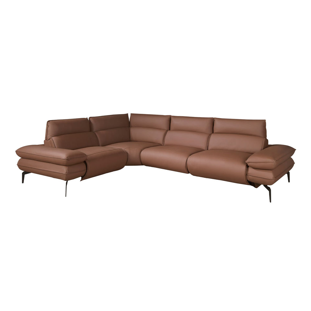Modular relax corner sofa in brown leather