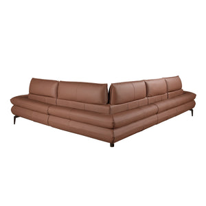 Modular relax corner sofa in brown leather