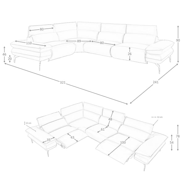 Modular relax corner sofa in brown leather
