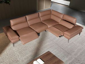 Modular relax corner sofa in brown leather