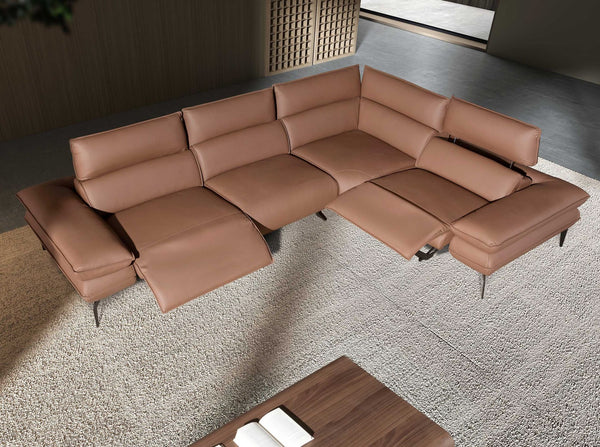 Modular relax corner sofa in brown leather