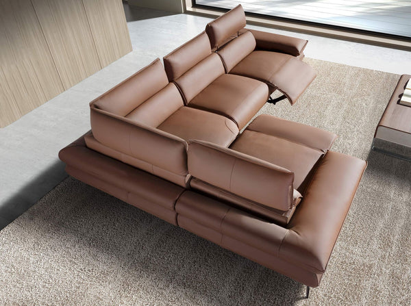 Modular relax corner sofa in brown leather