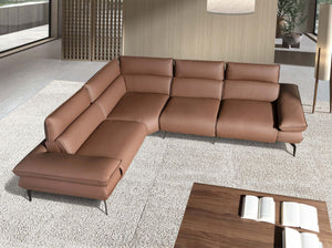 Modular relax corner sofa in brown leather
