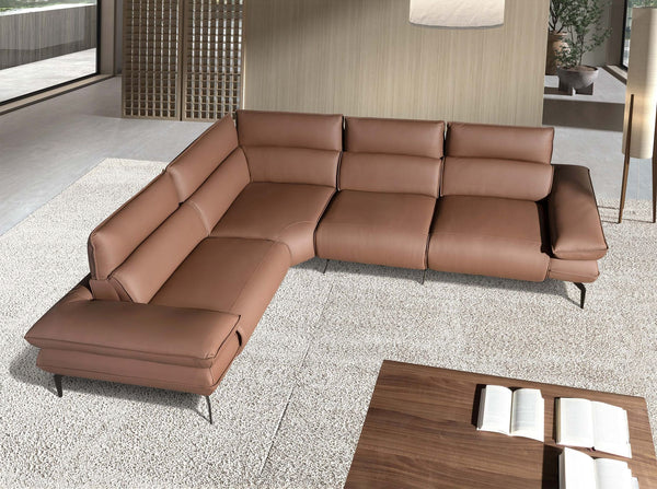 Modular relax corner sofa in brown leather