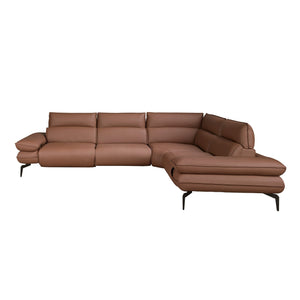 Modular relax corner sofa in brown leather
