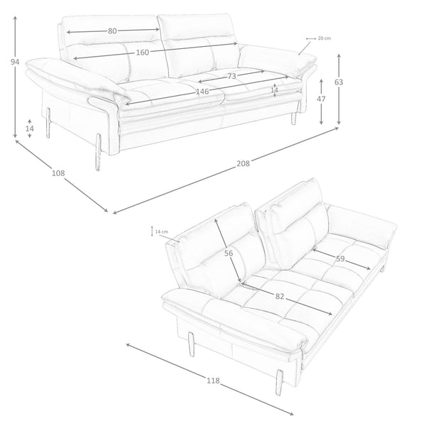 3-seater sofa in brown leather