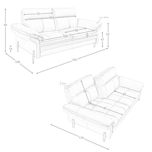 2-seater sofa in brown leather