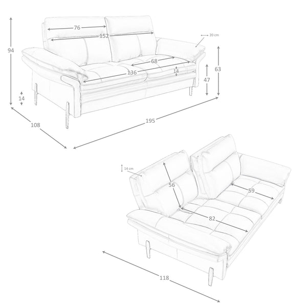 2-seater sofa in brown leather