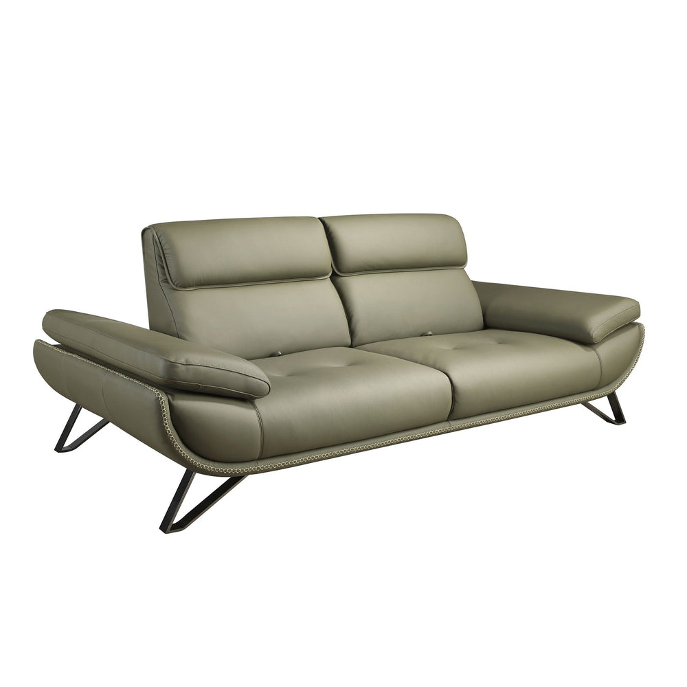 3-seater sofa in olive green leather