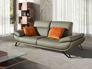 3-seater sofa in olive green leather