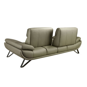 3-seater sofa in olive green leather