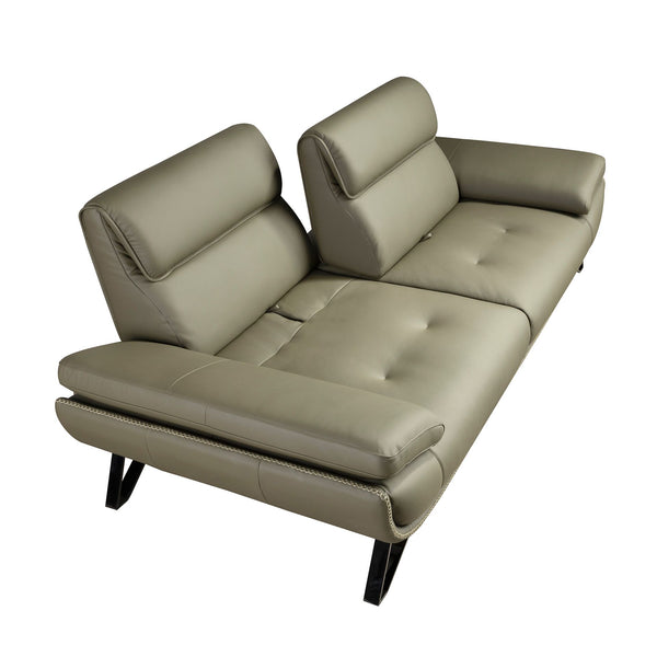 3-seater sofa in olive green leather