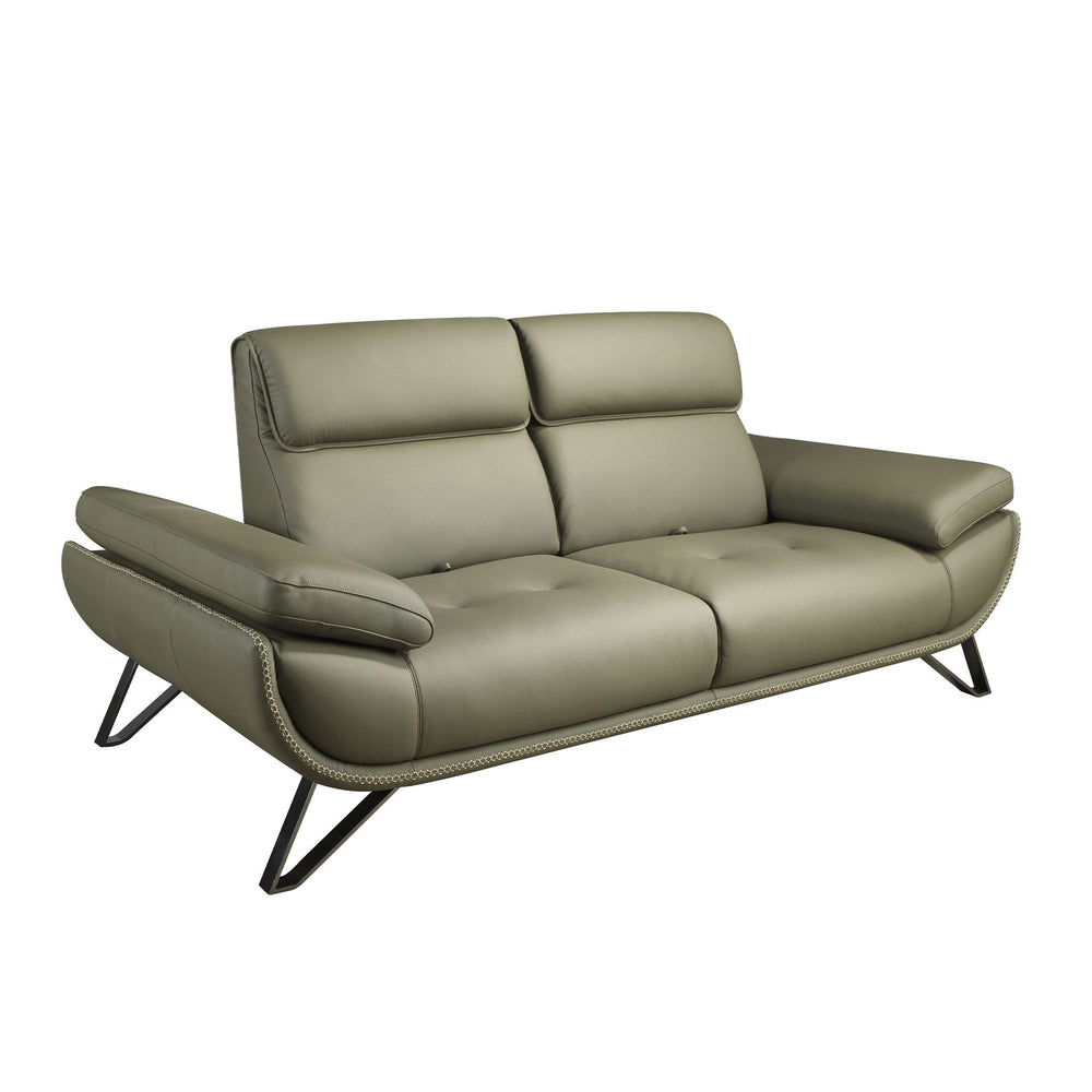 2-seater sofa in olive green leather