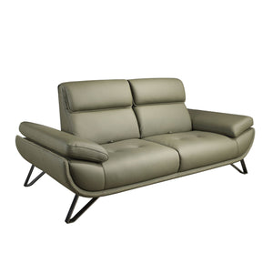 2-seater sofa in olive green leather