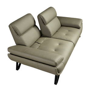 2-seater sofa in olive green leather