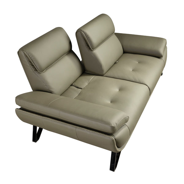 2-seater sofa in olive green leather