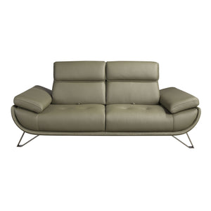 2-seater sofa in olive green leather
