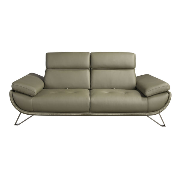 2-seater sofa in olive green leather