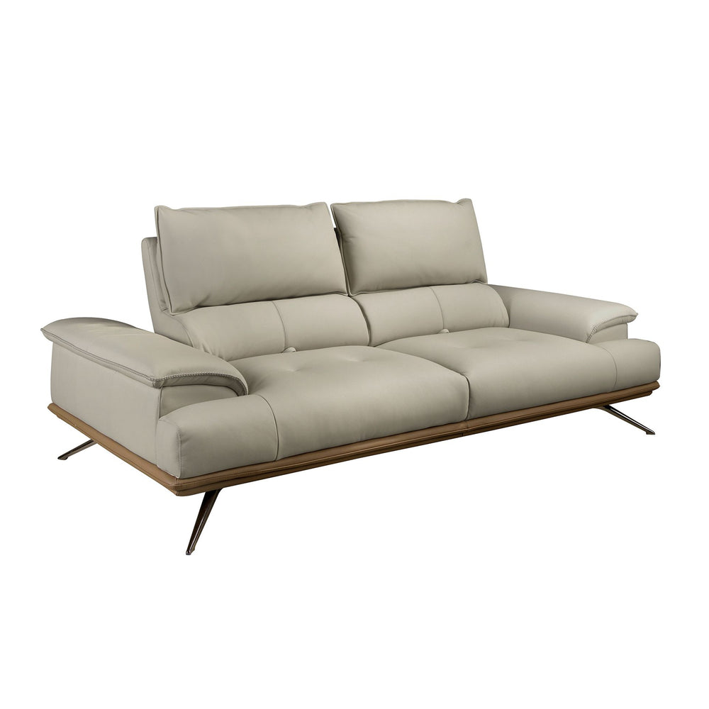 3-seater sofa in taupe gray leather