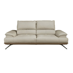 3-seater sofa in taupe gray leather