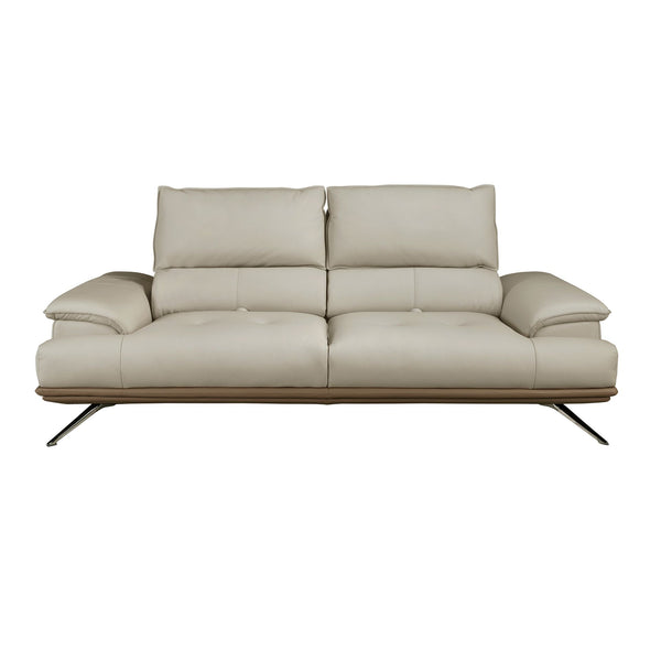 3-seater sofa in taupe gray leather