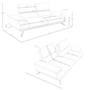 3-seater sofa in taupe gray leather
