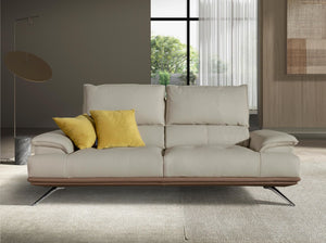 3-seater sofa in taupe gray leather