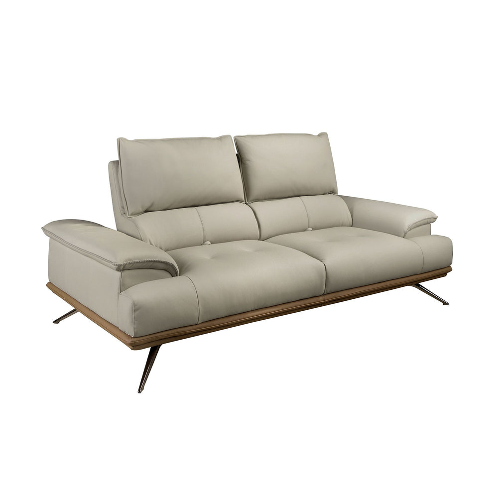 2-seater sofa in taupe gray leather