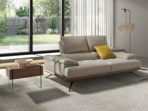 2-seater sofa in taupe gray leather