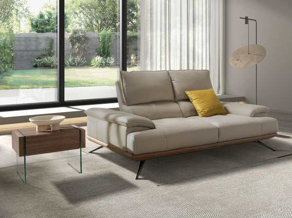2-seater sofa in taupe gray leather